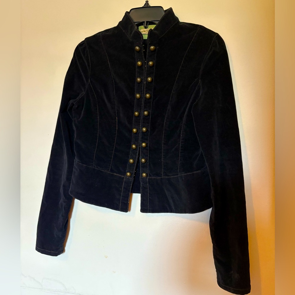 Black Velvet Jacket with Brass Buttons